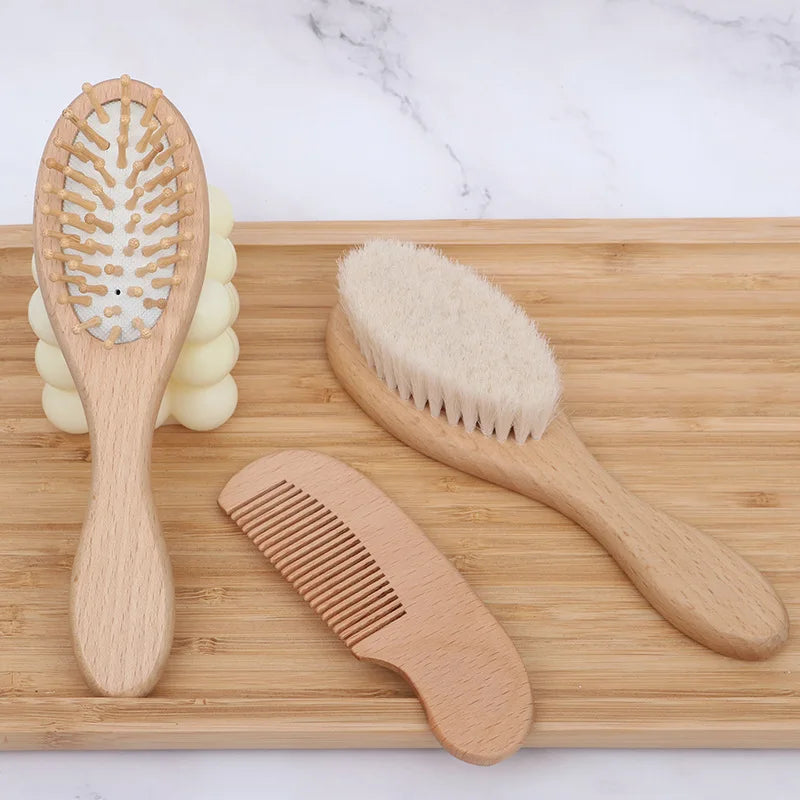 Wood & Wool Baby Bath Brush Set